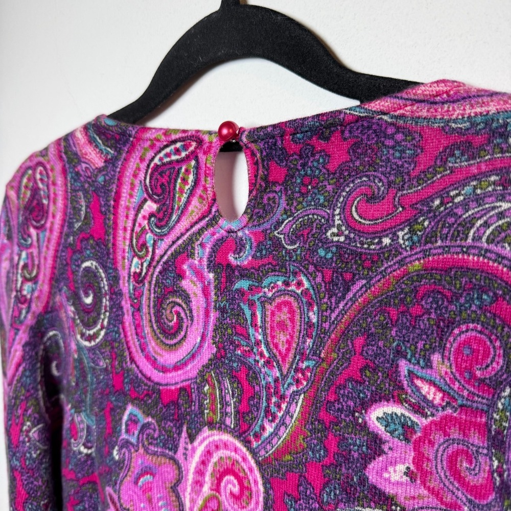 NWT Talbots Pure 100% Cashmere Sweater Medium Pink Paisley Preppy Classic Office - Picture 7 of 10